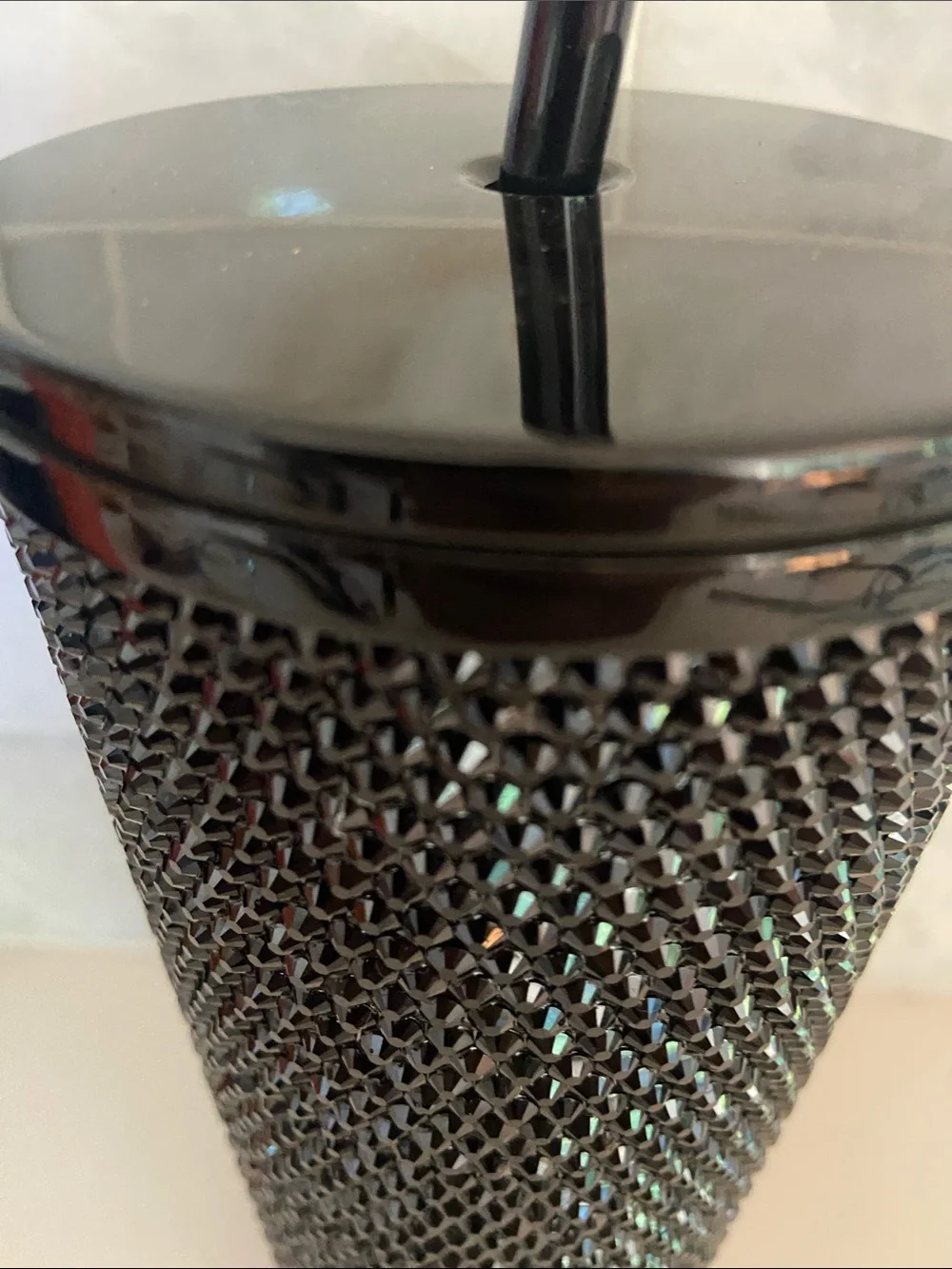 Black Crystal-Embellished Toilet Brush with Gloss Handle